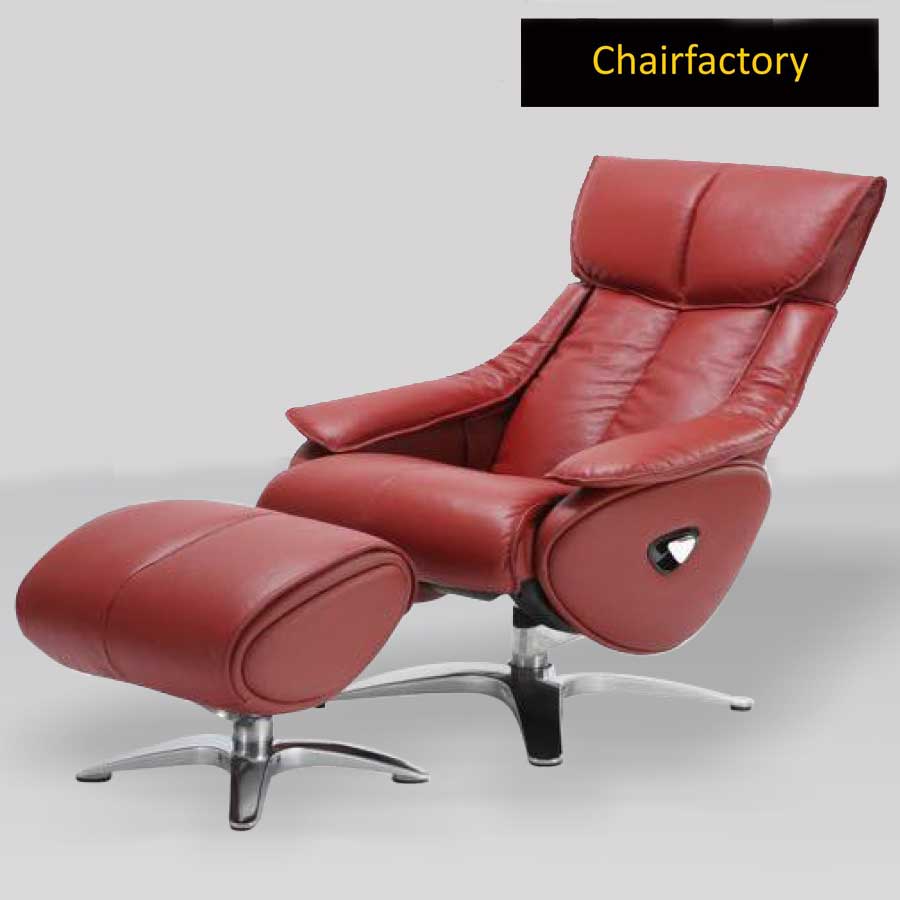Domingo Red Recliner Chair with ottoman